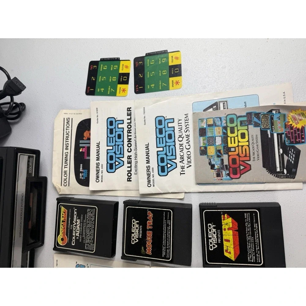 Vintage Lot Coleco Vision Console, Controllers, Games Tested And Works